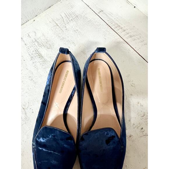 Nicholas Kirkwood Beya Velvet Slip On Pointed Toe Loafers Blue Women's 39 / 8.5 - Picture 5 of 9